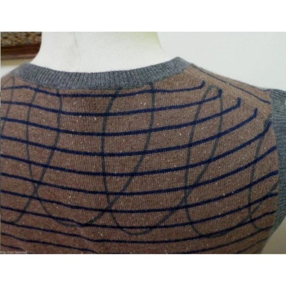 ADAM Man's Brown and Black Stripe 100% Cashmere V-Neck Sweater/Vest Size: M - Picture 8 of 9